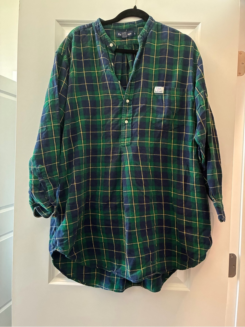 Ralph Lauren Blue & Green Plaid Button-Down Popover sleepshirt
